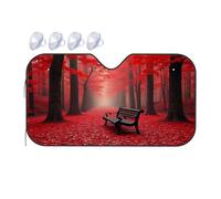 Sunshade For Car Windshield Autumn Serenity: A Bench In The Red Forest Car Windshield Sunshade Windshield Sunshade Blackout Shade(76x140cm)