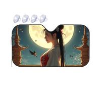 Sunshade For Car Windshield Full Moon And Traditional Chinese Beauty Car Windshield Sunshade Windshield Sunshade Blackout Shade(76x140cm)