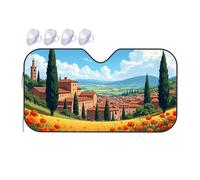 Sunshade For Car Windshield Idyllic Italian Village With Cypress Trees And Flowers Car Windshield Sunshade Windshield Sunshade Blackout Shade(76x140cm)