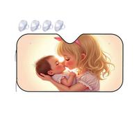 Sunshade For Car Windshield Motherly Love: A Heartwarming Kiss Car Windshield Sunshade Windshield Sunshade Blackout Shade(76x140cm)