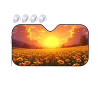 Sunshade For Car Windshield Sunset Over A Field Of Yellow Flowers Car Windshield Sunshade Windshield Sunshade Blackout Shade(76x140cm)