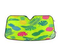 Sunshade for Car Windshield Tropical Leaves Pineapples Green, Foldable Windshield Heat Shield, Front Window Cover - 57×31.5 Inches