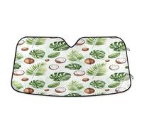 Sunshade for Car Windshield Watercolor Tropical Leaves, Foldable Front Window Cover, Sun Cover for Car Windshield - 57×31.5 Inch