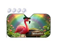 Sunshade For Car Windshield Welcome To The Rainbow Paradise With A Flamingo Hat Car Windshield Sunshade Sun Shade For Car Sun Shade For Car(70x130cm)
