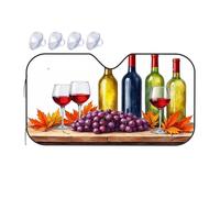 Sunshade For Car Windshield Wine Bottles, Glasses, And Grapes On A Wooden Table Car Windshield Sunshade Windshield Sunshade Blackout Shade(70x130cm)
