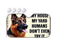 Sunshade German Shepherd Warning Sign: 'My House, My Yard, Humans Don'T Ev Car Windshield Sunshade Car Visor Polarized Sun Visor For Car(76x140cm)