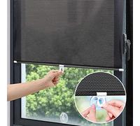 Sunshade Roller Blackout Suction Cup Blinds,Retractable Roll Up Shades for Windows,Thermal Insulated Curtains for Home/Office,Temporary Blinds No Drilling,Sun Shades,Black-40×125cm(15.7 * 49.2in)