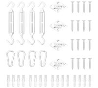 Sunshade sail accessory set Silver Stainless Steel 12-piece Pad Eye 65x40mm incl