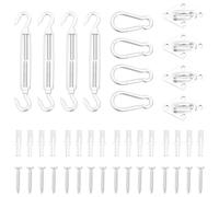 Sunshade Sail Accessory Set Silver Stainless Steel 65x40mm Pad Eye 60mm 4pcs set