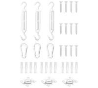 Sunshade Sail Accessory Set Silver Stainless Steel 65x40mm Pad Eyes 60mm 3pcKit