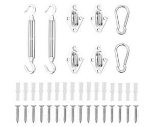 Sunshade sail accessory set Silver stainless steel 65x40mm pad eyes kit 8pc set