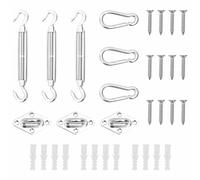 vidaXL Sunshade Sail Accessory Set 9 Piece Stainless Steel Awning Attachment
