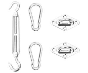 Sunshade Sail Mounting Kit Silver 316 Stainless Steel 80x50mm Wall Mount 5pc set