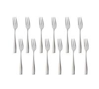 SUNSHENGEUR Tea Forks, Stainless Steel Set of 12, Autograph Pattern Kitchen Accessory Wedding Party for Salad, Appetizer, Fruit-5.5 inches