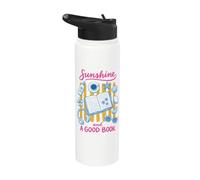 Sunshine and A Good Book Summer Reading Beach Reads Bookworm Stainless Steel Insulated Water Bottle