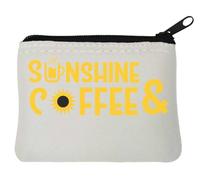 Sunshine and Coffee Neoprene Coin Purse Pouch 10x11cm White