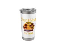 Sunshine and Wine Tropical Summer Palm Trees Wine Drinker Stainless Steel Insulated Tumbler