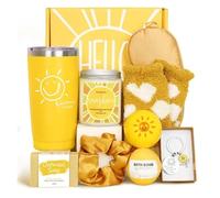 Sunshine Baskets Gift for Women 10pcs Unique Birthday Best Friend Xmas Gifts Box Women Friendship, Unique Happy Basket Eye Mask Socks Stress Ball Hair Scrunchy