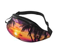 Sunshine Beach Crossbody Bag Palm Trees Hands-Free Bag Beach Sunset Fanny Pack Urban commuters 14X35CM