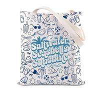 Sunshine Beach Vacation Handbag Saltwater Seashells Sunshine Inspire Tote Bag Beachy Coastal Gift Summer Travel Gift (S-Seashells T)