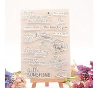 Sunshine Blessing Words Pattern Clear Stamps Silicone Stamp Sentiment, Weather Greetings Words Transparent Seal Stamps for Holiday Card Making Decoration DIY Scrapbooking Album DIY Crafts