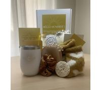 Sunshine Care Package for Women - 10-Piece Yellow Self-Care Gift Box with Tumbler Cup, Candle, Eye Mask, Cozy Socks, Handmade Soap & More - Cheer Up, Birthday, Thinking of You Gift Set