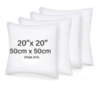 Sunshine Comforts Cushion inserts (Pack of 6), Luxury Cushions inserts 50cm x 50cm, Hypoallergenic Hollowfibre Square 20 x 20 cushion inserts, Extra Fluffy & Super Soft Cushion Pads - White
