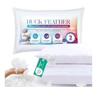 Sunshine Comforts Duck Feather Pillows (2 Pack) -1200GSM Luxury Bed Pillows for Sleeping (50X75cm), Soft for All Sleep Positions - Breathable, Washable & Hypoallergenic UK Standard Size