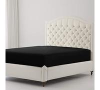 Sunshine Comforts Egyptian Cotton 4FT Fitted Sheets Breathable, Anti Wrinkle 30cm Deep Pocket 200 Thread Count Black Bedding & Linen 122 X 190 CM Small Double Fitted Sheet 3/4 Bed Sheets Fitted