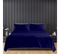 Sunshine Comforts Egyptian Cotton Flat Sheets Breathable, Anti Wrinkle, Shrink and Fade Resistant 200 Thread Count Single Bed Sheets Navy Bedding & Linen- 180 x 254cm Single Flat Sheet
