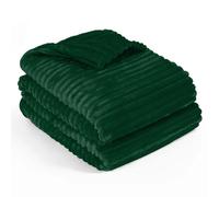 Sunshine Comforts Emerald Green Stripe Ultra Soft flannel Blanket Double Size 150x200cm, 100% Polyester Light & Warm Blankets, Super Soft Blanket Throw for Sofas Cuddly Snuggle Comfort for All Seasons