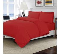 Sunshine Comforts® Fitted Bed Sheet 200 Thread Count 10"/25cm Deep 100% Egyptian Cotton Plain Single Double King SuperKing (Housewife Pillow Pair, Red)
