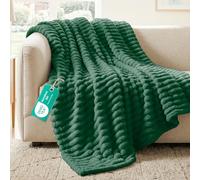 Sunshine Comforts Fleece Stripe Throw Blanket For Sofa - 100% Polyester Soft Cosy Warm Blankets For Bed, Light Warm Soft Cute Throw For Women and Girls - Emerald Green, King (200X240CM)