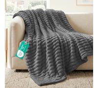 Sunshine Comforts Fleece Stripe Throw Blanket For Sofa - 100% Polyester Soft Cosy Warm Blankets For Bed, Light Warm Soft Cute Throw For Women and Girls - Charcoal, King (200X240CM)