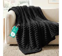 Sunshine Comforts Fleece Stripe Throw Blanket For Sofa - 100% Polyester Soft Cosy Warm Blankets For Bed, Light Warm Soft Cute Throw For Women and Girls - Black, King (200X240CM)