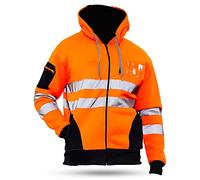 Sunshine Comforts High Vis Orange Hoodie for Men, Soft and Comfortable Hi Vis Jumper, Industry Applications Hivis Reflective Jackets, Washable Orange Sweatshirt Hi Visibility for Men XXL
