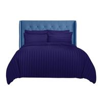 Sunshine Comforts king Size Bedding Set - 3PC Hypoallergenic Satin Stripes Microfiber Quilt king Size Duvet Cover with Pillow Cases - Breathable & Anti-Wrinkle kingsize Duvet Cover Set (Navy)