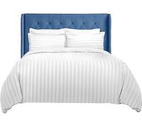Sunshine Comforts king Size Bedding Set - 3PC Hypoallergenic Satin Stripes Microfiber Quilt king Size Duvet Cover with Pillow Cases - Breathable & Anti-Wrinkle kingsize Duvet Cover Set (White)