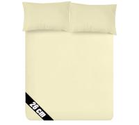 Sunshine Comforts Microfiber Fitted Sheets Super King Size Breathable, Anti Wrinkle 26cm Deep Pocket Bed Sheets Cream Bedding & Linen 183 X 200 CM Super King Fitted Sheet