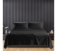 Sunshine Comforts Microfiber Flat Sheets Super King Size Breathable, Anti Wrinkle, Shrink and Fade Resistant 200 Thread Count Bed Sheets Black Bedding & Linen 280 x 254cm Super King Flat Sheet