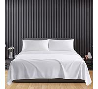 Sunshine Comforts Microfiber Flat Sheets Super King Size Breathable, Anti Wrinkle, Shrink and Fade Resistant Bed Sheets White Bedding & Linen 280 x 254cm Super King Flat Sheet Washable (White)