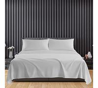 Sunshine Comforts Microfiber Flat Sheets Super King Size Breathable, Anti Wrinkle, Shrink and Fade Resistant Bed Sheets Bedding & Linen 280 x 254cm Super King Flat Sheet (Silver)