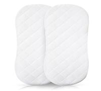 Sunshine Comforts Microfiber Quilted 2-Pack Waterproof Moses Basket Mattress Protector - Stretch Skirt Non-Noisy Moses Basket Mattress Protector (35 x 75cm) White