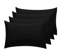 Sunshine Comforts Pillow Cases 4 pack - Egyptian Cotton 200 Thread Count Pillow Cases/Pillow Protectors, Hotel Quality Fabric & Wrinkle free pillows Cover Pack of 4 (Standard 50x75 cm,) (Black)