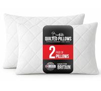 Sunshine Comforts Pillows with Quilted Cover, Pillows 2 Pack, Hotel Pillows, Soft Microfibre Neck Pillow, Bouncy Firm Pillows, Side Sleeper Bed Pillow for Shoulder, Back & Neck Pain Relief, 75x50cm