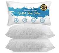 Sunshine Comforts Pillows with Quilted Cover, Pillows 2 Pack, Hotel Pillows, Soft Microfibre Neck Pillow, Bouncy Firm Pillows, Side Sleeper Bed Pillow for Shoulder, Back & Neck Pain Relief, 75x50cm
