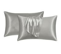 Sunshine Comforts Satin Silk 2 Pack Silver, Soft, Smooth, Luxurious Pillow Cases with Envelope Closure, Silk Pillow Cases for hair & skin, for Women's, Standard Size 50x75cm