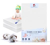 Sunshine Comforts - Waterproof Cot Bed Mattress Protector - Toddler Bed Mattress Protector for Baby Noiseless, Anti Dust, Hypoallergenic All Around Elastic Fitted Mattress Cover (70 x 140+30cm)