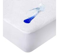 Sunshine Comforts Waterproof Mattress Protector Single 30cm Extra Deep Fitted Skirt - Terry Towel Mattress Protector - Hypoallergenic and Noiseless Mattress Cover With All Around Elastic (90 x 190cm)