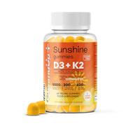 Sunshine D3 + K2 MK-7 Immunity Gummies | Sugar-Free | 2-Month Supply | with Calcium | 5000 IU Vitamin D3 | Vegetarian | GummyUp+